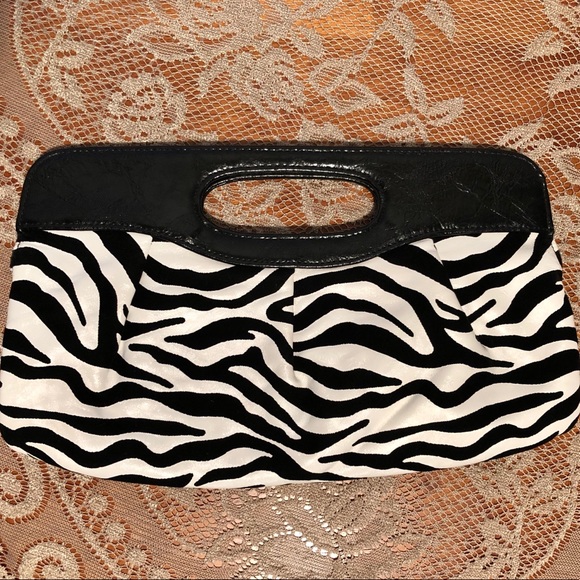 zebra print clutch bag